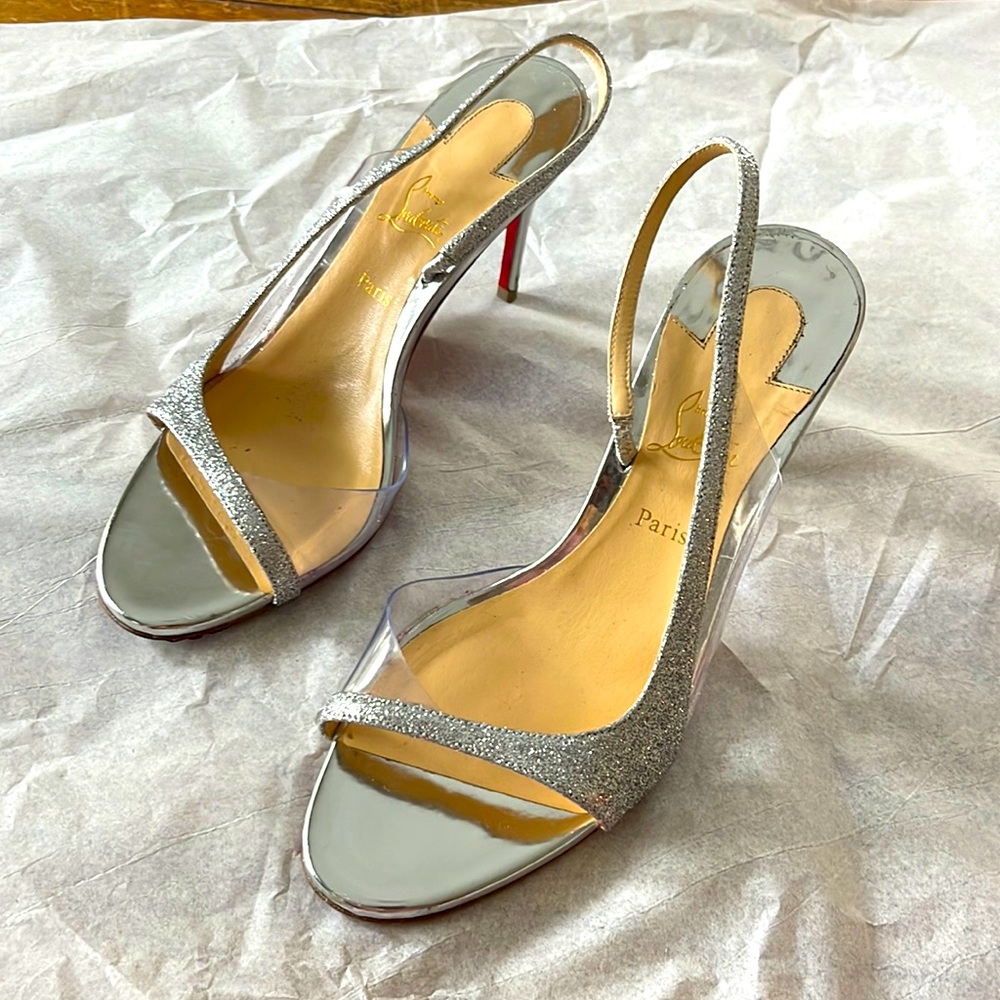 CHRISTIAN LOUBOUTIN Optisling 85 Silver Glitter